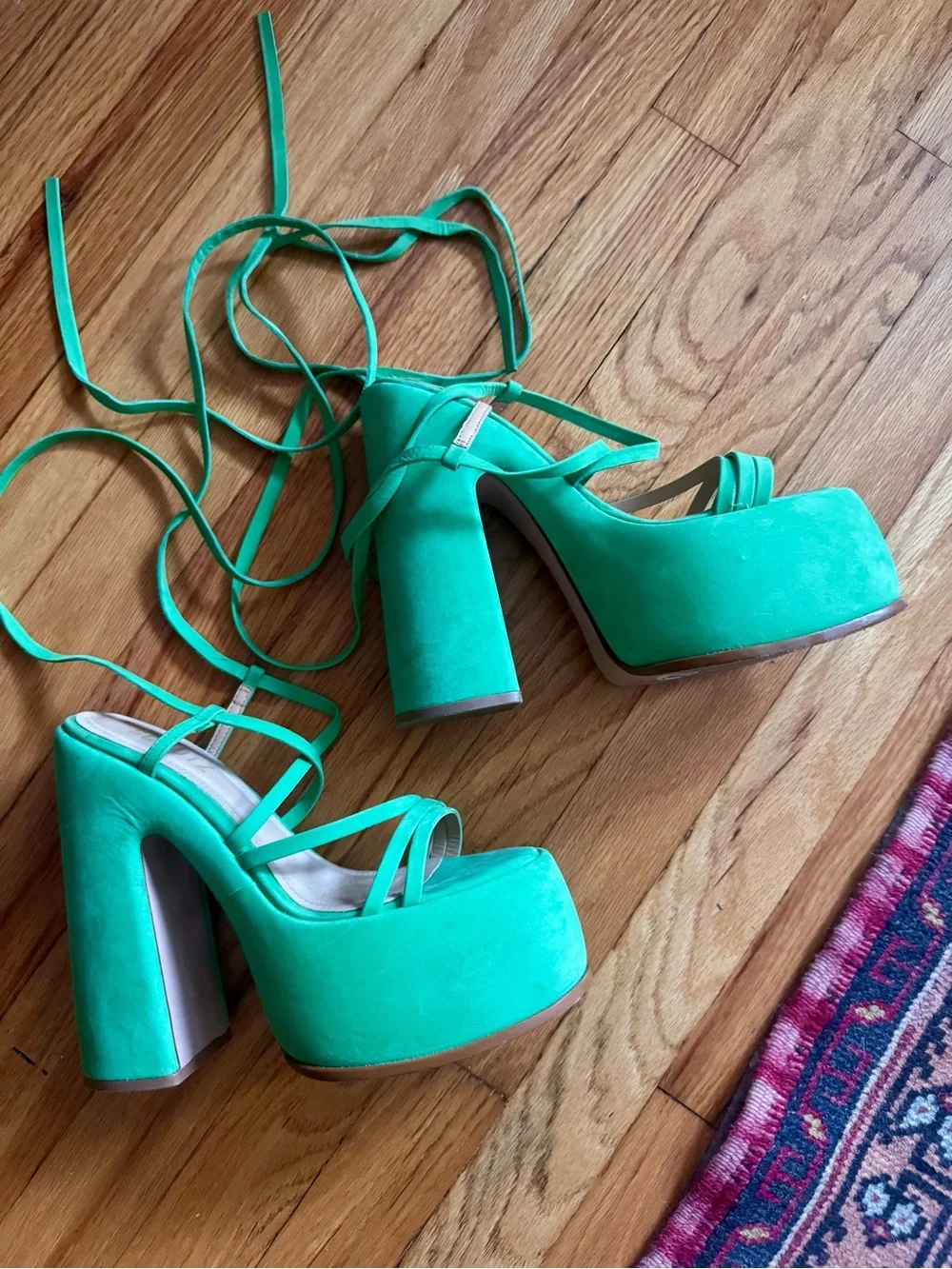 Schutz nubuck platform lace up heels